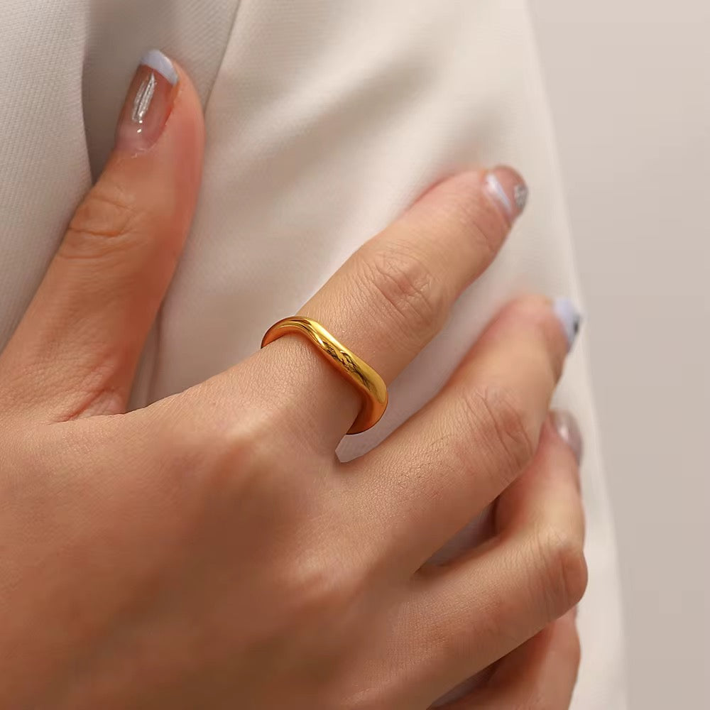 Wave Ring - 18K Gold Plated image 1