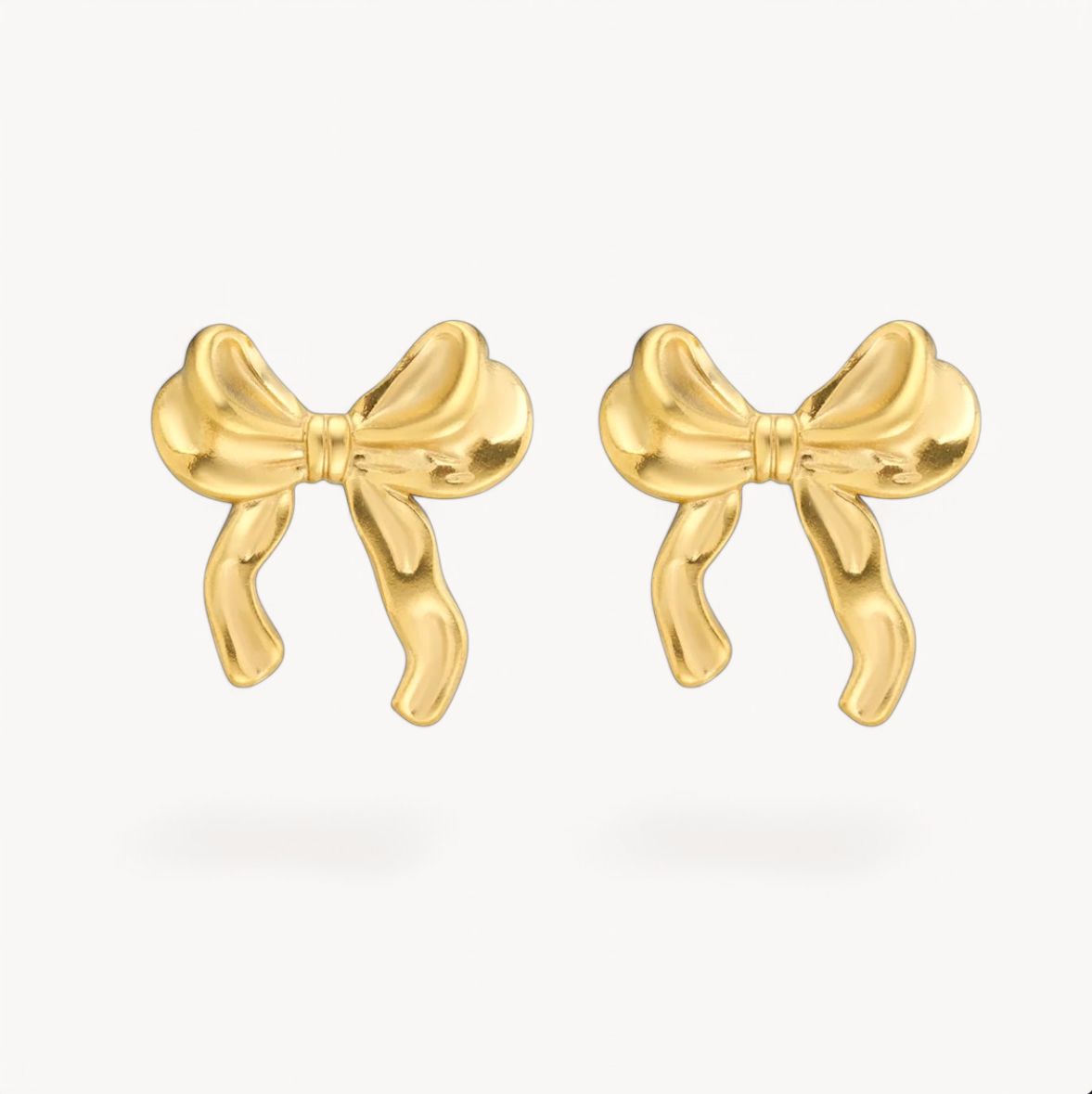 Golden Grace Bow Earrings - 18K Gold Plated image 0