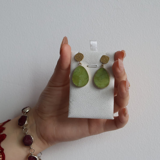 Jade Earrings - 18K Gold Plated