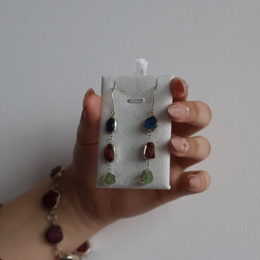 Sapphire Ruby and Tourmaline Earrings