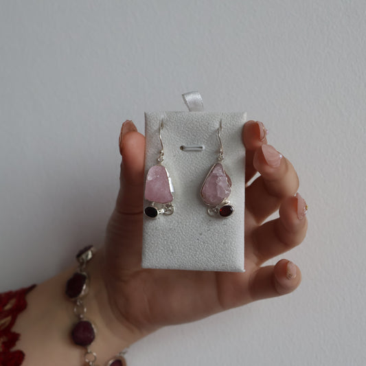 Quartz & Garnet Earrings